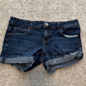 Aeropostale Denim Shorts Womens Size‎ 7/8 Blue Jean Juniors Cuffed Casual